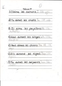 French homework for International Children's School in Burlington, Vermont